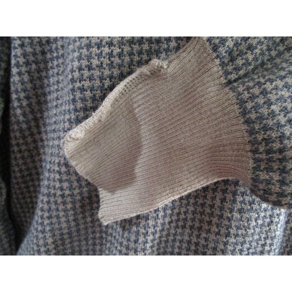 Vintage Nordstrom Black Tan Houndstooth Sweater Merino Wool Mens Lg Italy - Picture 7 of 16